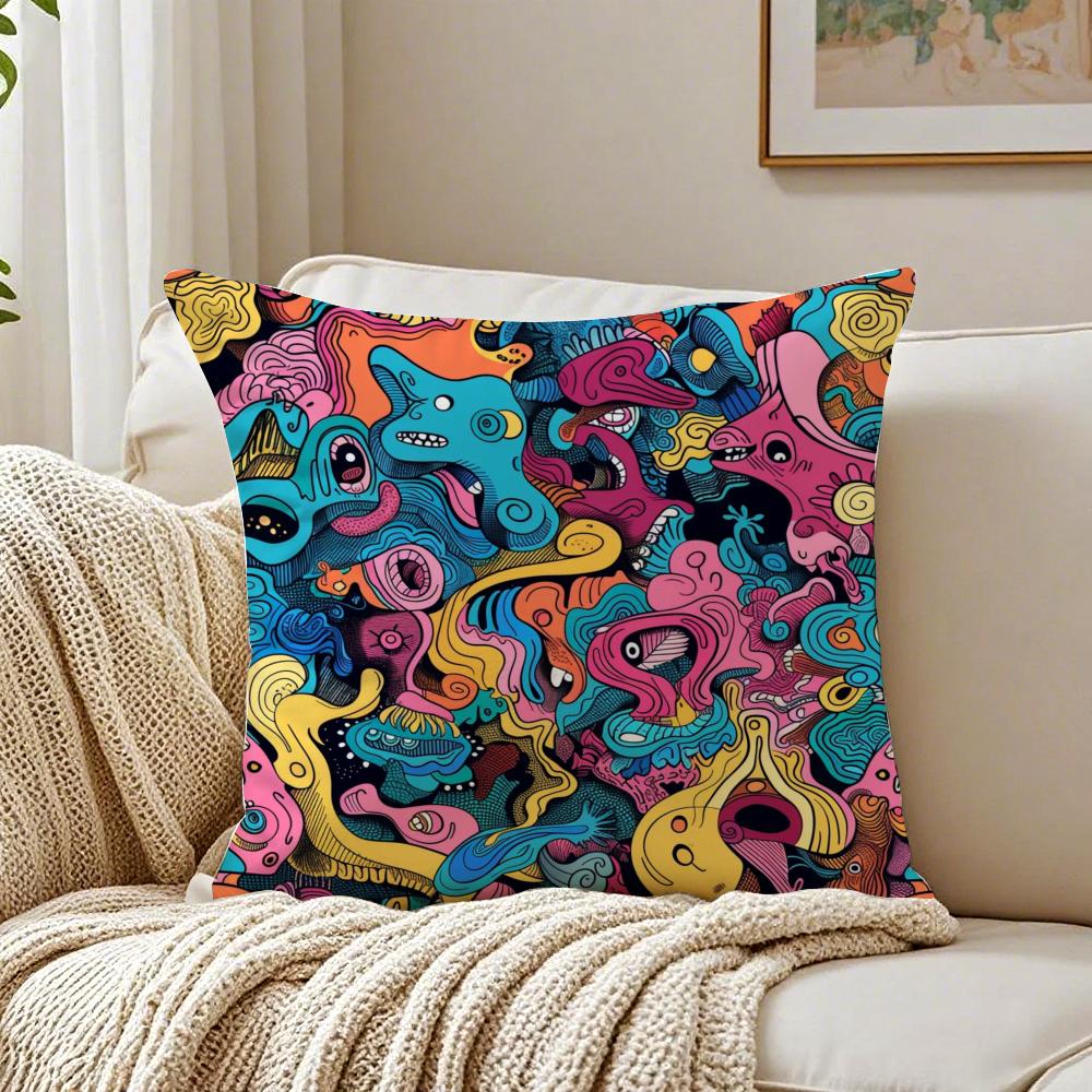 Cute graffiti Cushion Cover Pillowcase Antidustmite living Room Sofa Decor Cushion Room