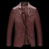 Leather Men's Suit Collar for Middle-aged and Elderly People, Plus Size Leather Suit, Leather Jacket, Business Casual Leather Suit