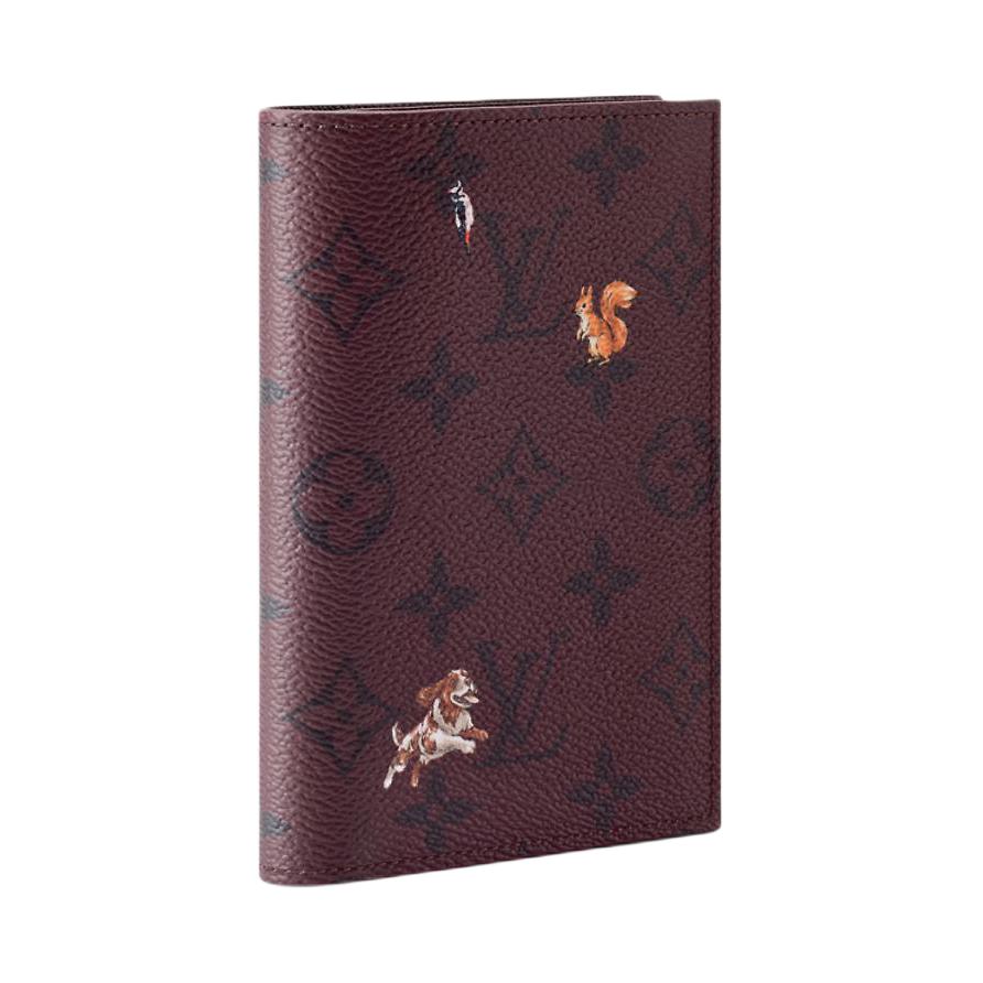 Louis Vuitton Monogram Forest Coated Canvas Passport Holder Men Accessories Burgundy M27099