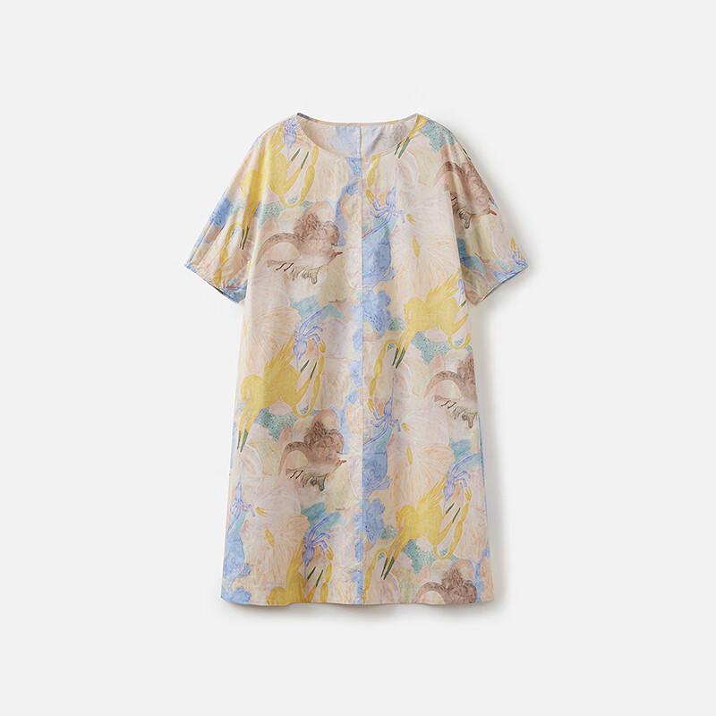 Broadcast Women's Sweet Printed Short-Sleeve A-Line T-Shirt Dress