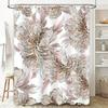 Luxury Floral Shower Curtain Bathroom Decor Cream Gold Printed Polyester Fabric Waterproof Easy Clean for Bathtub or Walk-In
