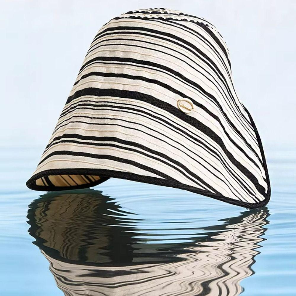Solid Color Summer Sun Hat Wide Brim Bucket Hat Casual Sunscreen Visor Cap  Beach