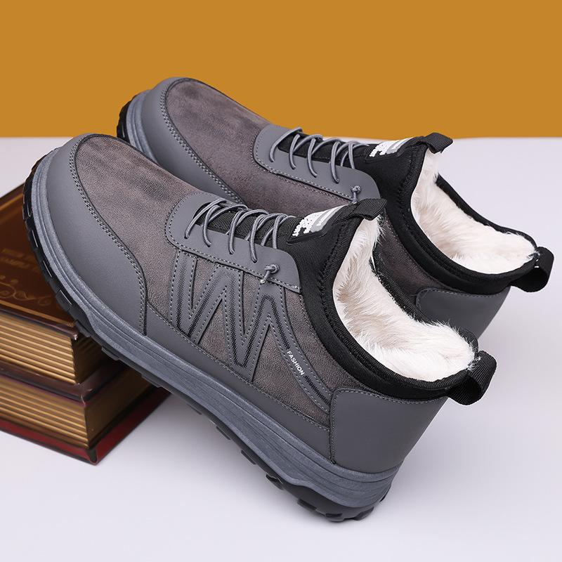 Men's Winter Beijing-Style Cotton Boots – Waterproof & Non-Slip, Slip-On Warm Plush-Lined Snow Boots for Elderly