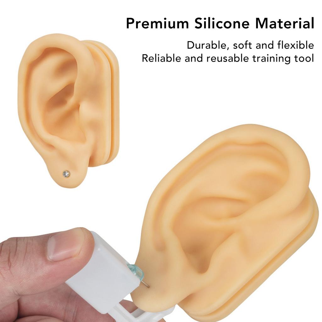 Silicone Ear Model Lifelike Soft Left Right Ear Piercing Practice Model for Earrings Earphones Display 1 Pair