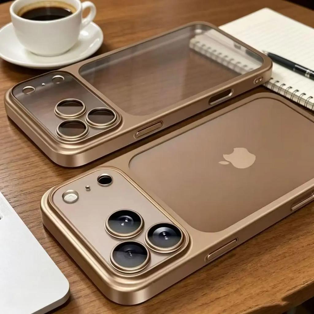 Luxury Plating Color PC Transparent Phone Case for IPhone Air 18 17 16 15 14 13 Pro Max Lens Protection Matte Back Hard Cover