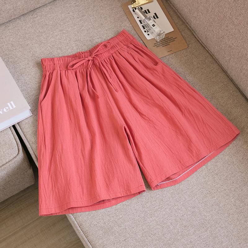 Zomer Katoen Linnen Shorts Dames Sportschool Workout Shorts Effen Kleur Casual Basic Korte Broek Hoge Taille Shorts Sport