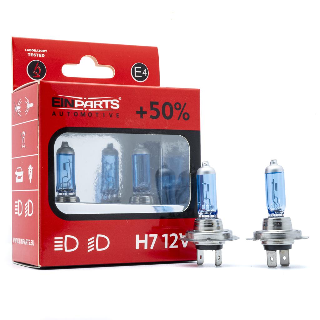 Einparts H7 Halogen Bulbs 12V 5000K White 55W Px26D, 2 Pcs