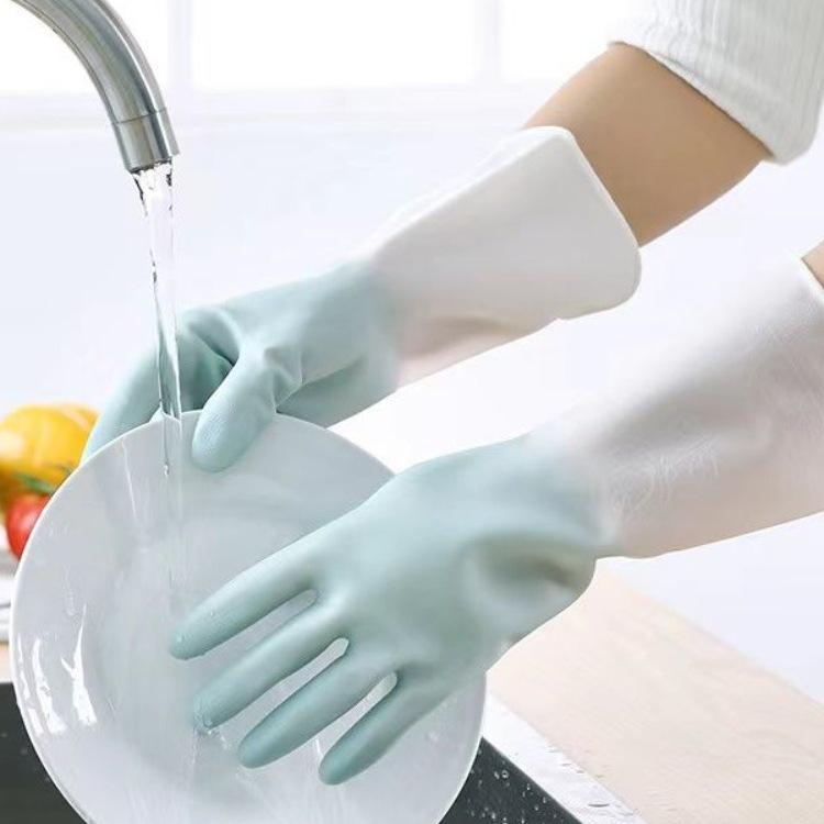 Women's Durable & Waterproof Dishwashing Gloves: Thick, Wear-Resistant Rubber Latex for Kitchen, Vegetable & Clothes Washing