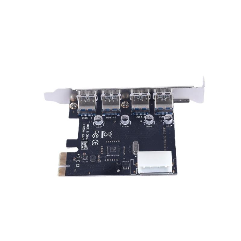 1Pcs Pci Express Pcie Usb 3.0 Hub Adapter 4 Port Usb 3.0 Pci-E Expansion Card 4-Port Usb3.0 Controller Diy Accessories