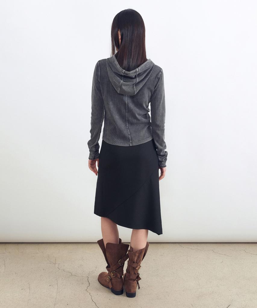 Insilence Woman Asymmetric Wool Skirt Black