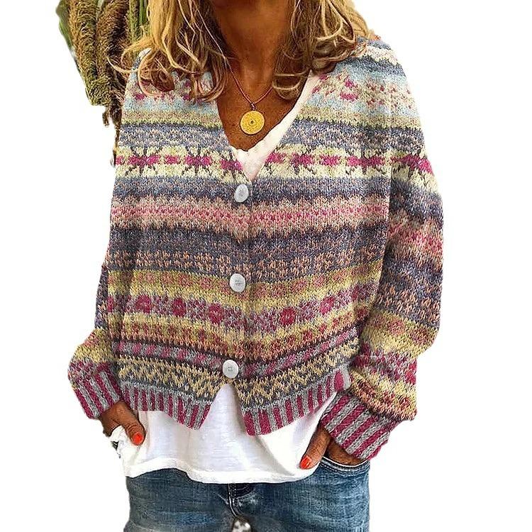 3D printed women's cardigan soft sweater casual jacket knitted sweater fashion flower series