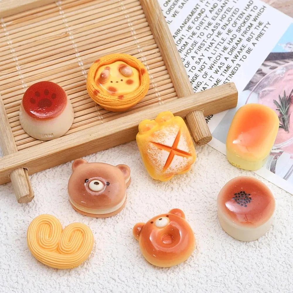 8 Stück Glänzende Cartoon Bär Brot Serie Harz Flache Harz Kühlschrankmagnete Whiteboard Aufkleber DIY Dekorative Küchenaccessoires