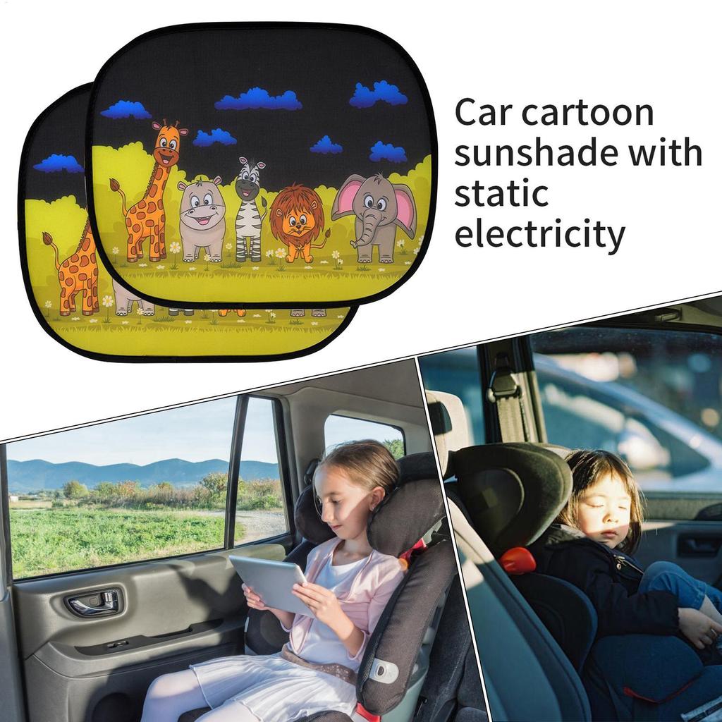 Car Sun Shade Cartoon Animal Static Cling Window Shade Reusable Glare Blocker Shield Protection Windshield Covers For Driving