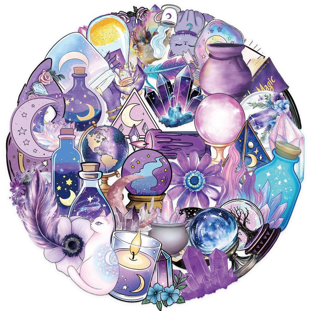 50PCS Transparent Magic Witch Holographic Sticker Pack - Waterproof PET for Scrapbooking Decor RecordingYourLife Store