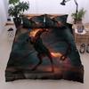 Ice And Fire Riding Horse Duvet Cover Set King SizeFlame Horsing Bedding SetWestern Cowboy Exotic Farmhouse Comforter Cover
