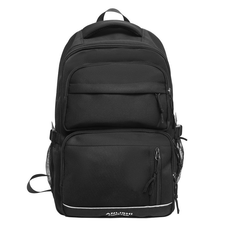 School bag 2025 new Korean version solid color couple backpack large capacity multi-compartment school bag casual simple versatile backpack