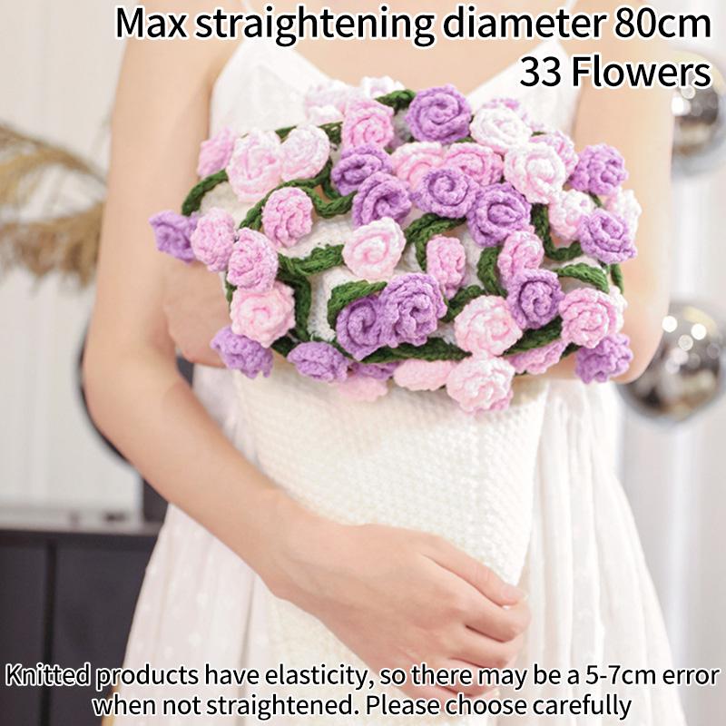 Multicolored Pointed-Angled Rose Bouquet Blankets Hand-Knitted Crocheted Rose Sofa Blankets Wedding Valentine Girlfriend Gifts
