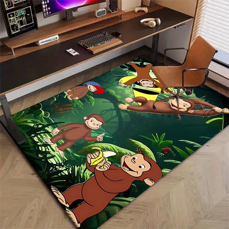 1pc Curious George Design Printed Area Rug Carpet for Bedroom Living Room Home Decor Rugs Mat Non Slip Mat Rug for Bedside