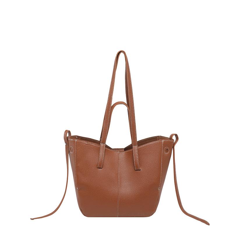 Trend Lychee Pattern Tote Bag Women's Spring Texture Large Capacity Commuting Shoulder Messenger Bag