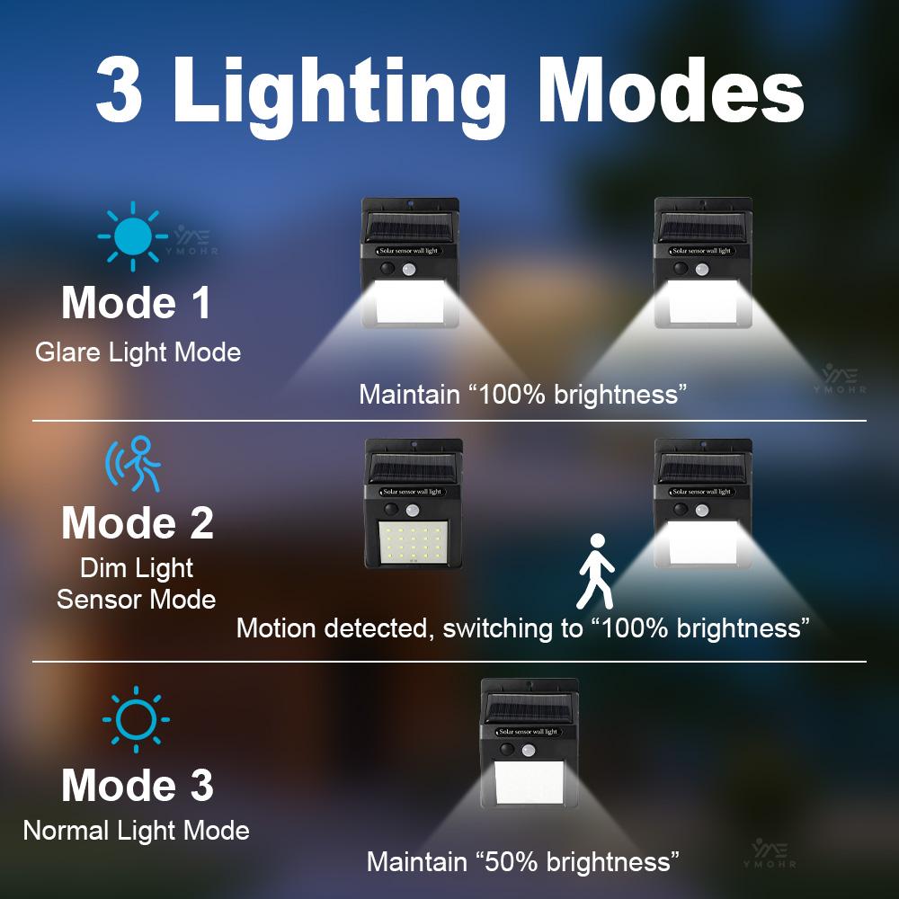 20LEDs Solar Wall Lamp PIR Motion Sensor Outdoor Light IP65 Waterproof Auto On Off Solar Security Lamp for Garden Fence Pathway
