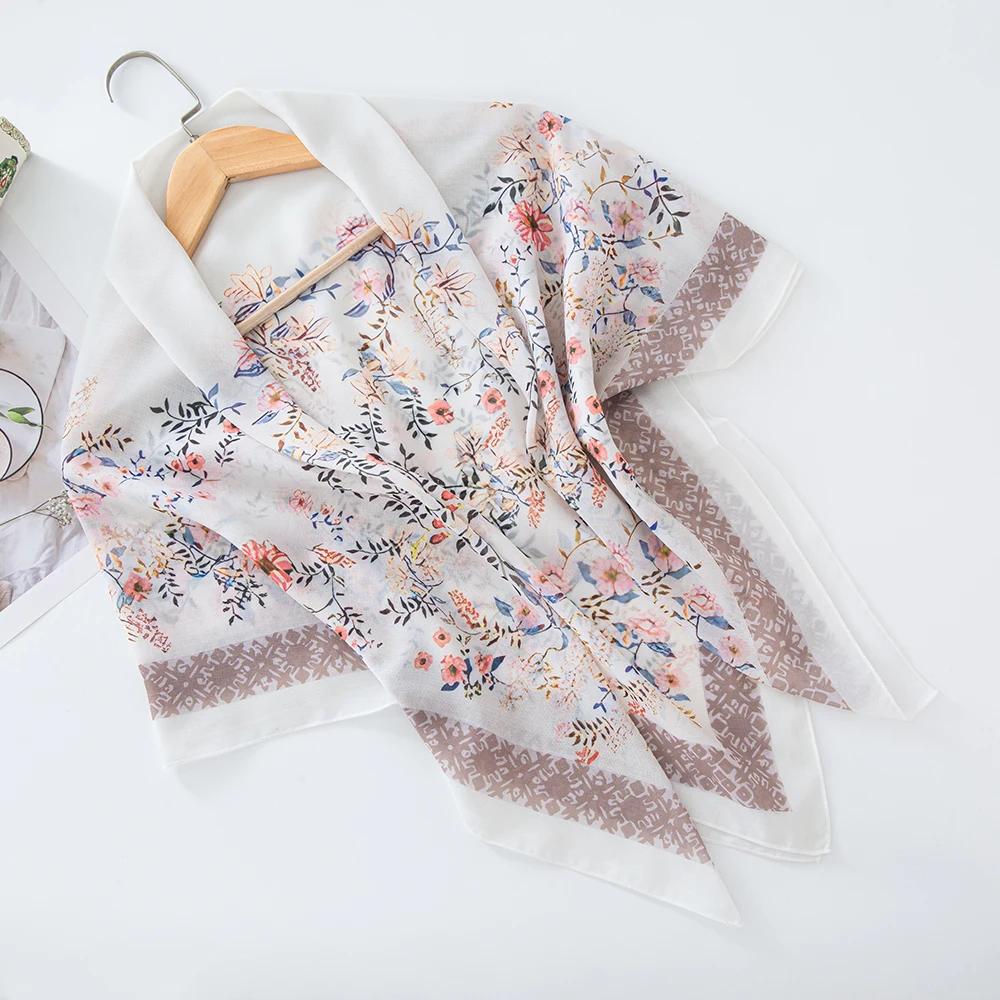 73Colors Malaysia Tudung Bawal Flower Print Hijab New Design Headscarf Premium Cotton Voile Soft Fashion Muslim Square Scarf