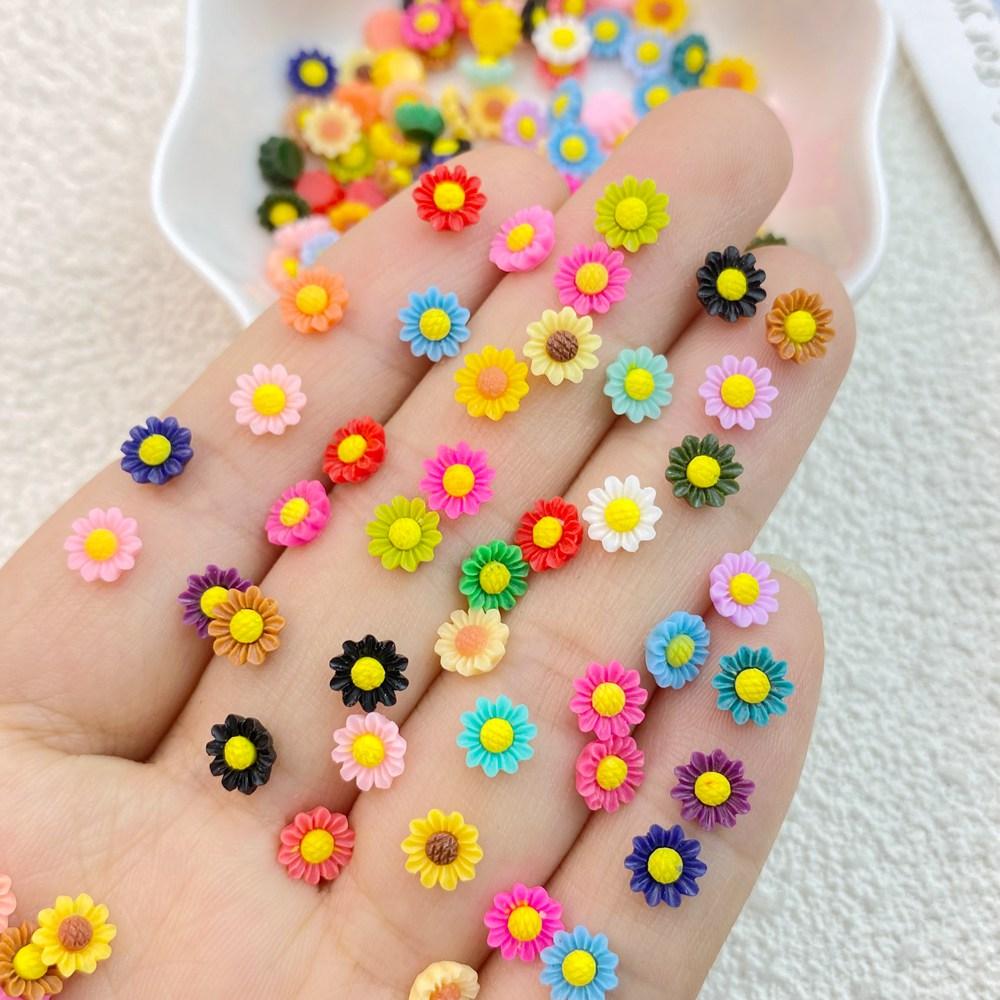 100Pcs New Cute Resin Mini Flower Series Flat Back Manicure Parts Embellishments For Hair Bows Accessories