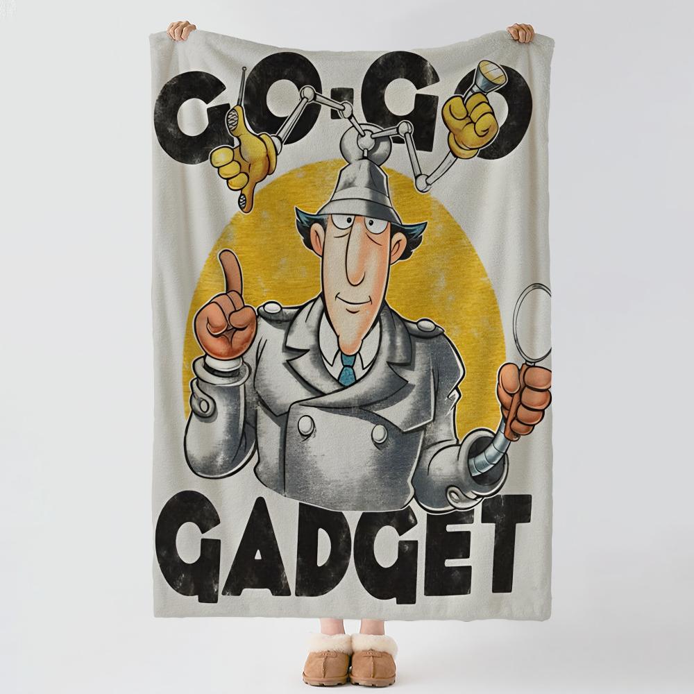 Cartoon Inspector Gadget Überwurf Weiche Warme Flanelldecke Vielseitiger Überwurf für Bett Sofa Büro Klimaanlage Nickerchen Decke