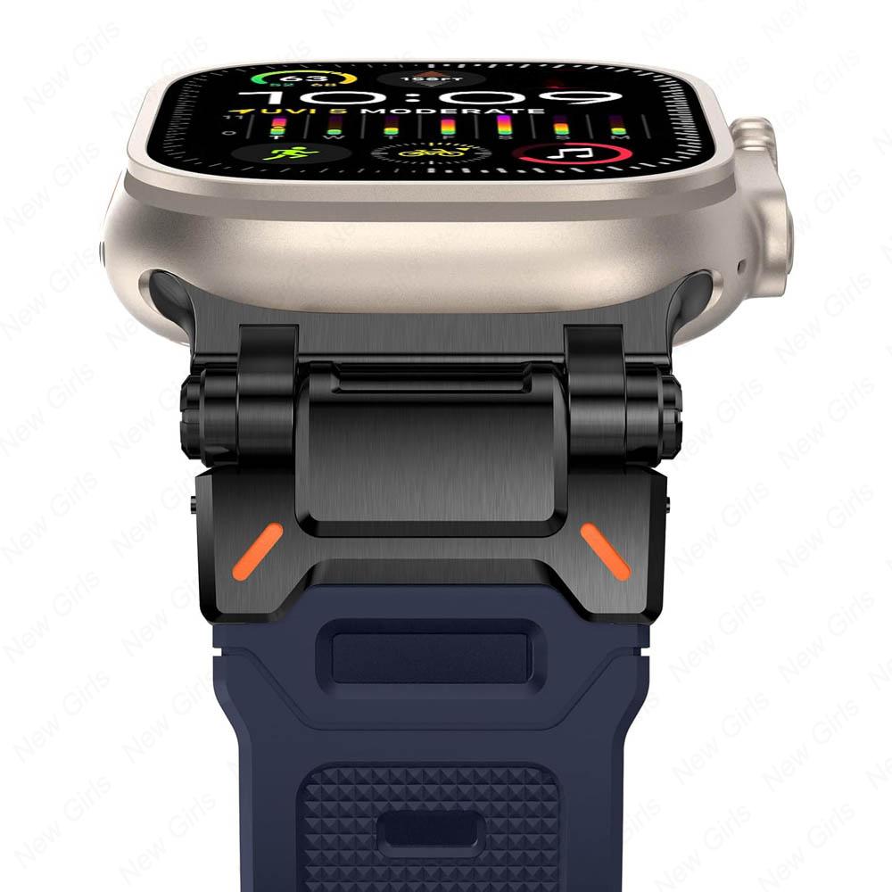 Sports Rubber Band for Apple Watch Ultra 2 1 Band 49mm Series 10 46mm Luxury Wristband for IWatch Series 9 8 7 6 5 4 45mm 44mm