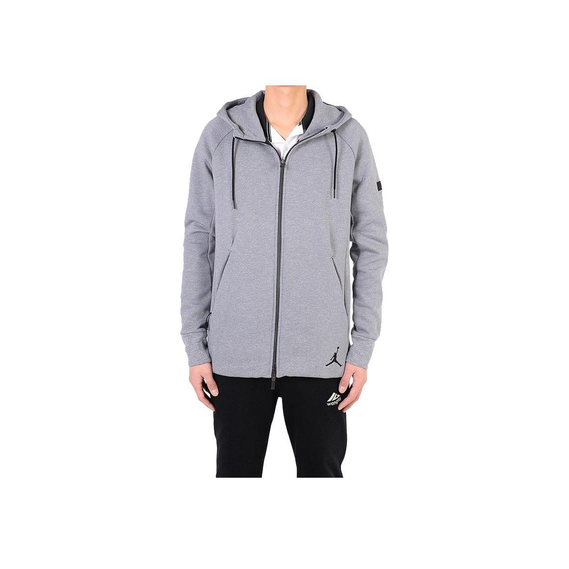 Jordan Effen Kleur Print Logo Rits Hoodie Jas Heren Bovenkleding Grijs 809473-065 M