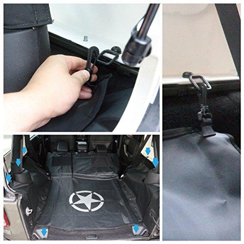 Topcustomer- 6Pcs Tie Down D-Ring Trunk & Cargo Net Cover Compatible Black Organizer Set Ring Pull for Jeep Wrangler TJ/YJ/JK/JL