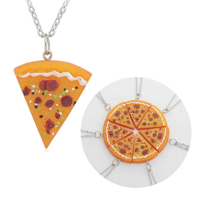 Set di 7 Collane/Portachiavi Bizzarri a Forma di Pizza per Coppie Amanti del Cibo Regali per Amici