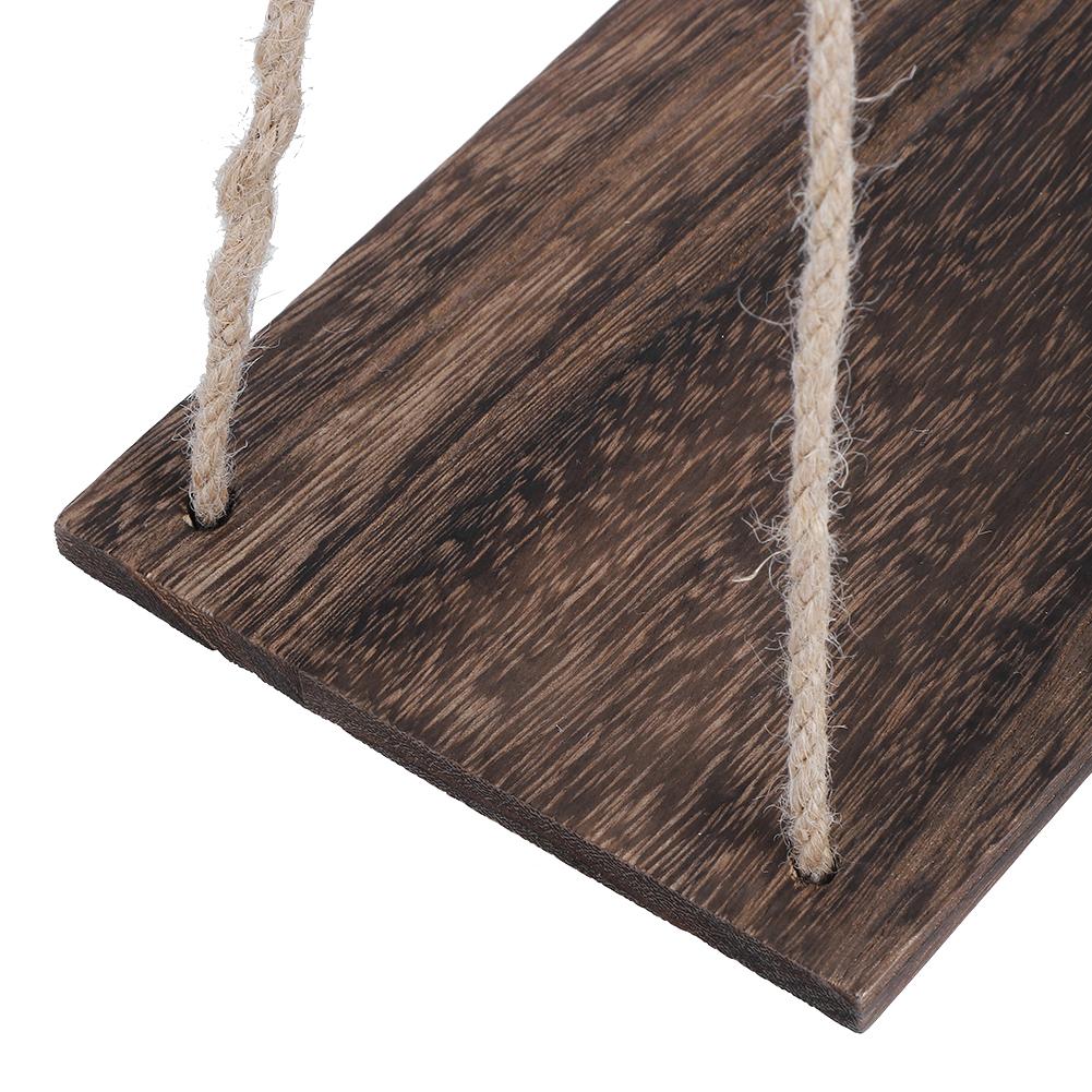 2pcs Wooden Wall Storage Rack Sling Rope Hanging Plant Flower Pot Shelves Home Decorations