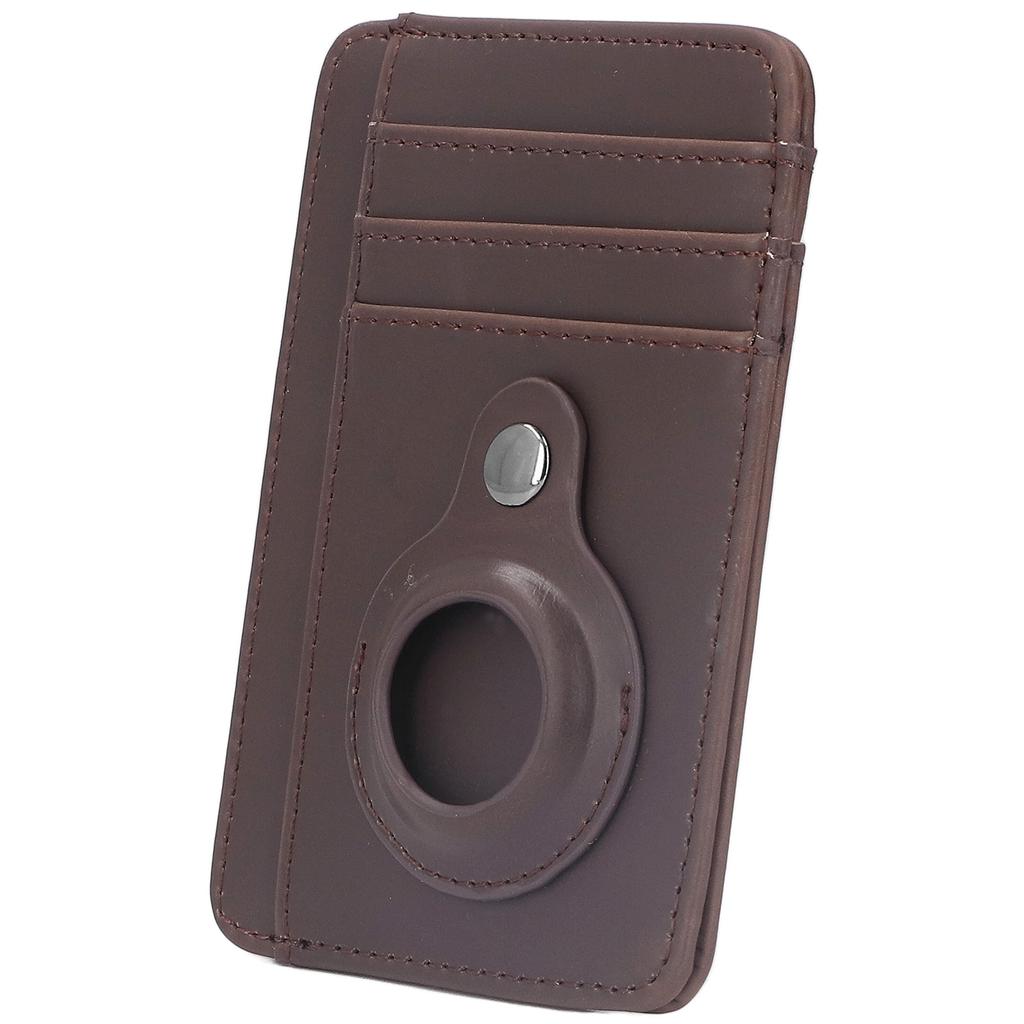 Card Wallet Coffee Color Durable PU Leather Slim Design Portable RFID Blocking for IOS Locator Design RFID Wallet