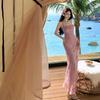 French Suspender Dress, Celebrity Temperament, High-end Feeling, New Pink Long Dress, Birthday Party Evening Dress