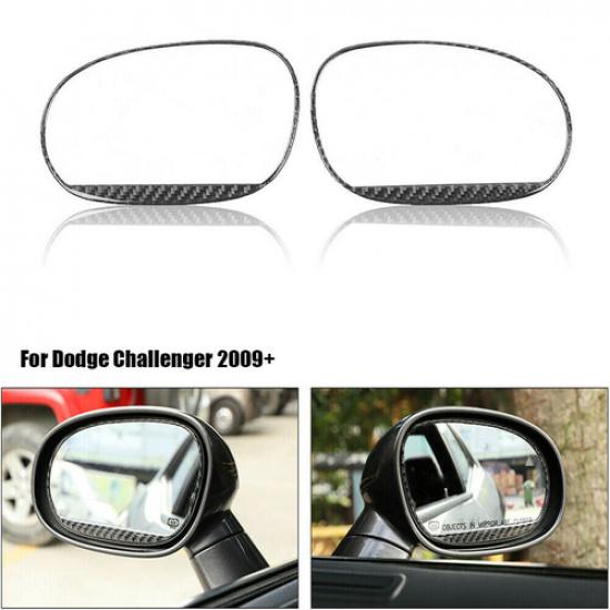 Rear View Mirror Frame Trim Sticker For Dodge Challenger 2009+ Soft Carbon Fiber