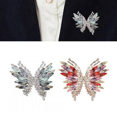 Elegantní Vintage Brož Motýl s Cirkony pro Ženy Oblečení Šaty Klobouky Lehká Slitinová Odznáček Doplněk