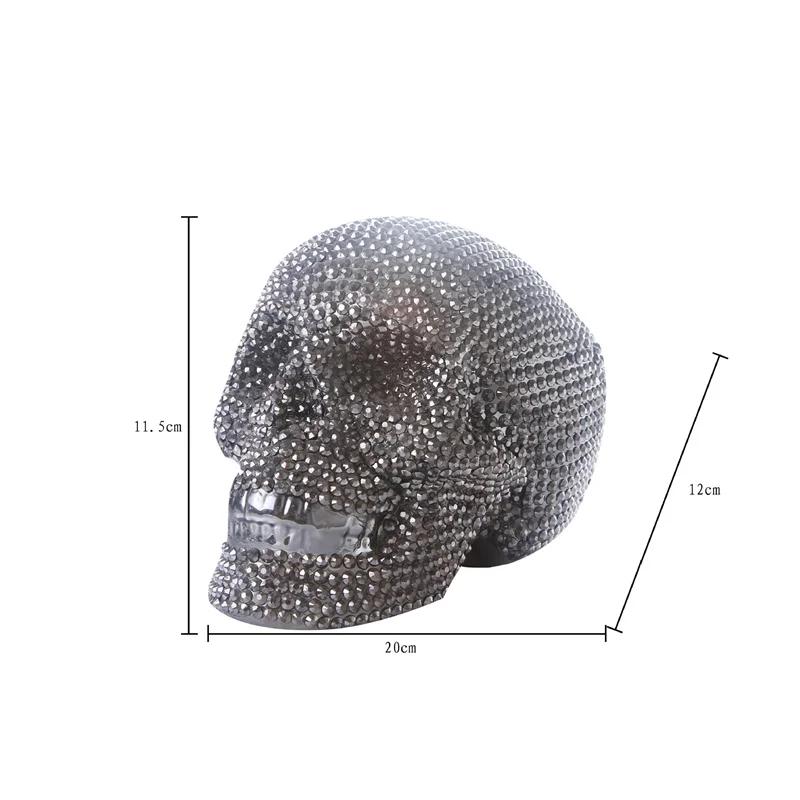 Big Silver Skull Statue Resin Crafts Decorative Ornaments Halloween Decoration Sculpture Home Decor Figurines Office Desk Decor