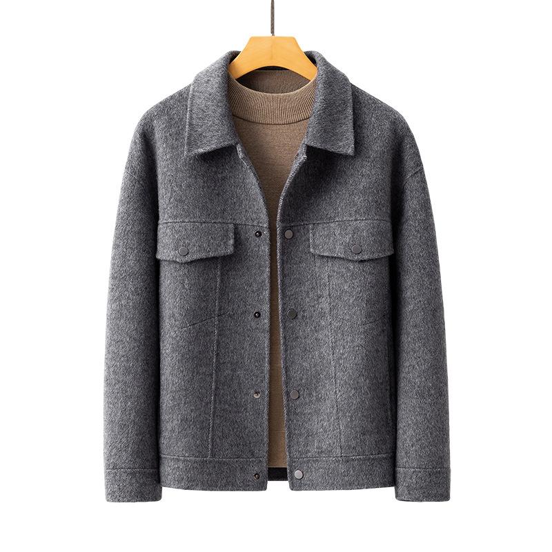 Autumn and Winter High-end Double-sided Wool Woolen Coat Men's Short Casual Lapel Jacket Jacket