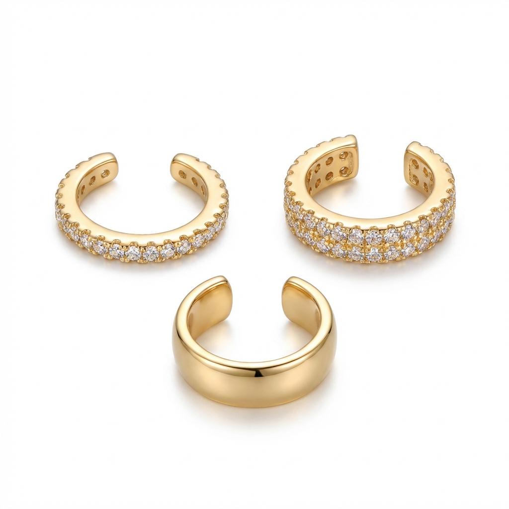 3 Pcs/Set Rhinestone C-Shape Clip Earrings for Women No Piercing Earbone Fake Cartilage Ear Cuffs Earring Party Jewelry Gift