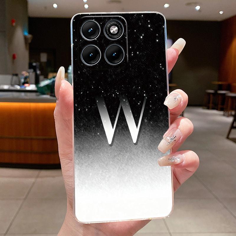 Anti-scratch Phone Case For Motorola Edge 70 Fusion Jelly Clear TPU Soft Casing Fashionable Lucky Letter Flower Couple Shell