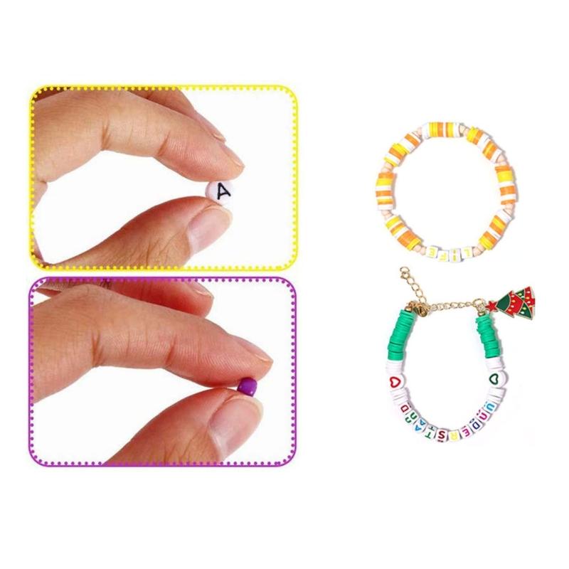 White and Black Bracelet Beads Set Creative Crafts Supplies Acrylic Flat Round Cartoon Letter Beads for Crafting