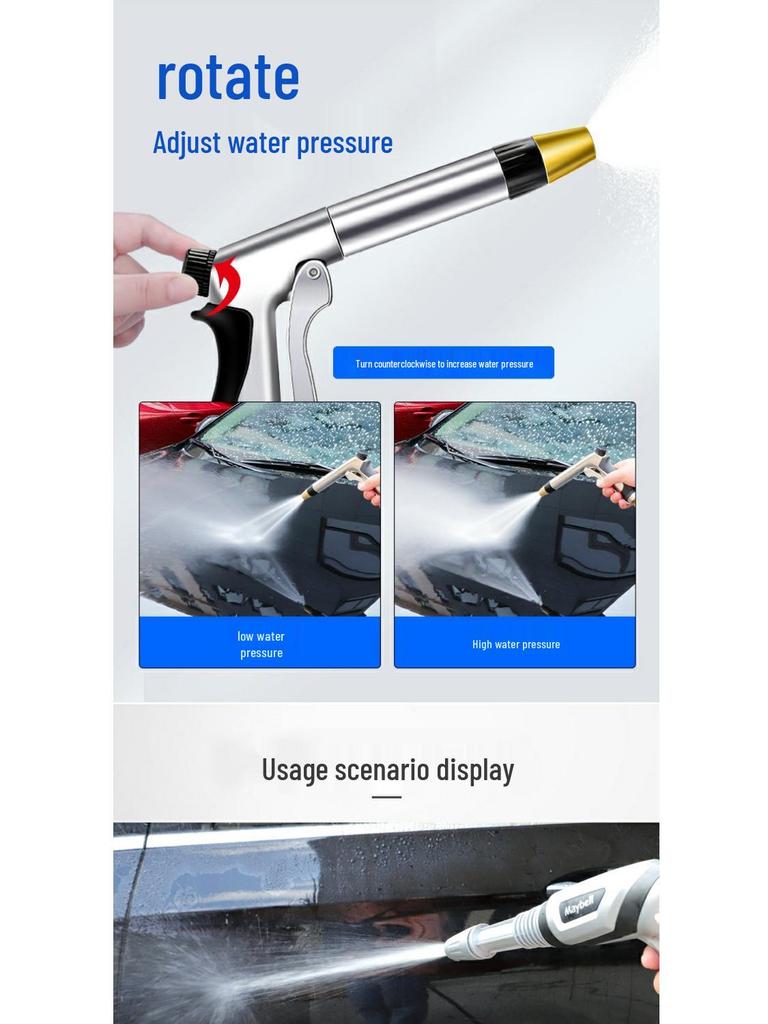 Hochdruck-Metall-Wasserpistole für Auto- und Bodenreinigung - Leistungsstarkes Sprühdüse