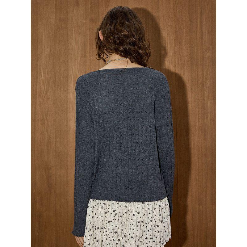 Coolhut2025 Autum Patchwork Contrasting Color American Retro Loose and Versatile Knitted Cardigan