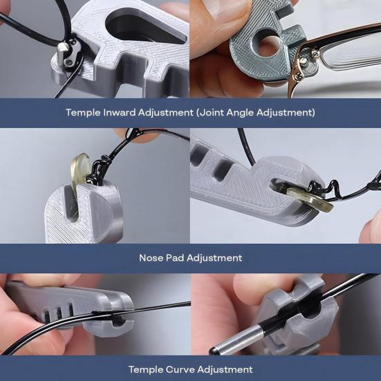 3Pcs Eyeglass Frame Adjustment Tools Eyeglass Curvature Adjuster Temple Arm Nose Pad Adjuster Professional Optician Tools for DIY Glasses Repair
