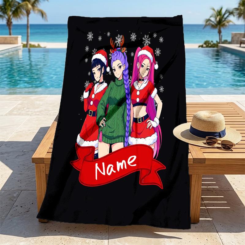 Custom Name Fantasy Heroes Stylish Digital Printing Beach Towel Quick‑Drying Absorbent Blanket for Beach Pool Gym Travel