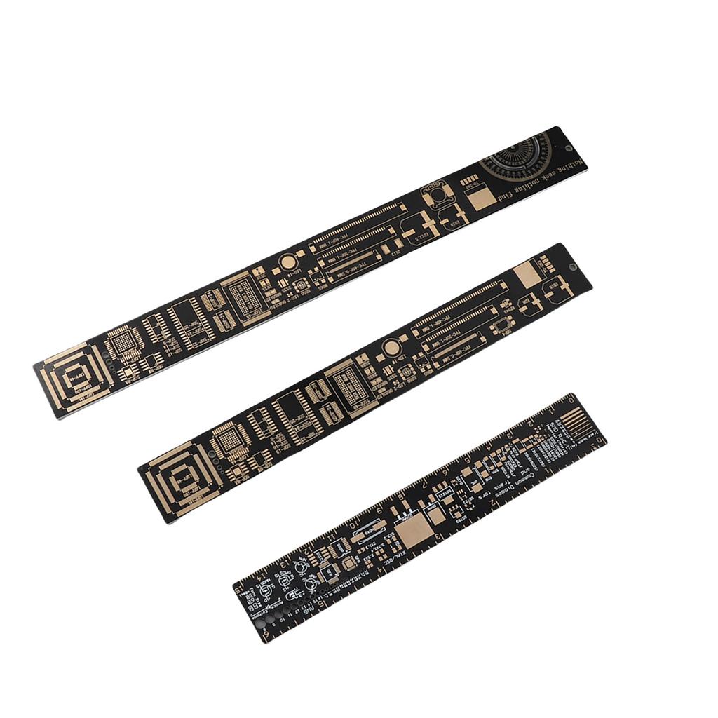 Multifunctional Gold Plated Ruler, 3 Pieces 6.3 or 7.87 or 10.23 Inch, Electronic Protractor, IC Wire Pitch, Resistance, PCB Measuring Gauge