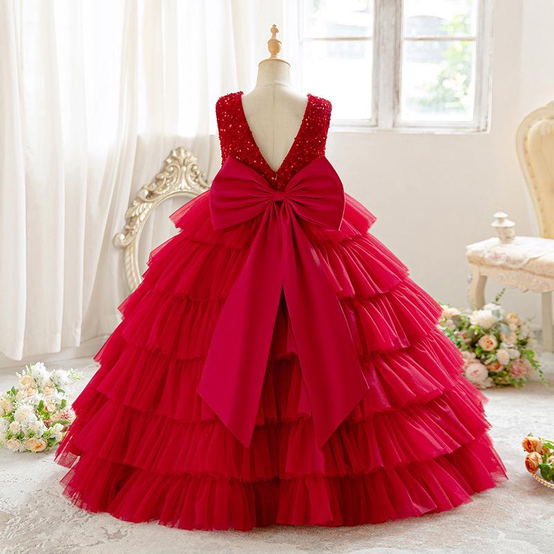 Girls' 2025 Summer Formal Piano Performance Dress - Stylish Backless Princess Gown for Children's Fashion Show