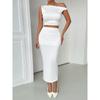 Slanted Shoulder Top, Hip Hugging Skirtset Oblique Shoulder Tops Bodycon Dress Suit