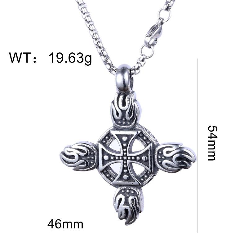 Flame-shaped stainless steel necklace - dark aesthetic, trendy pendant, punk style for men