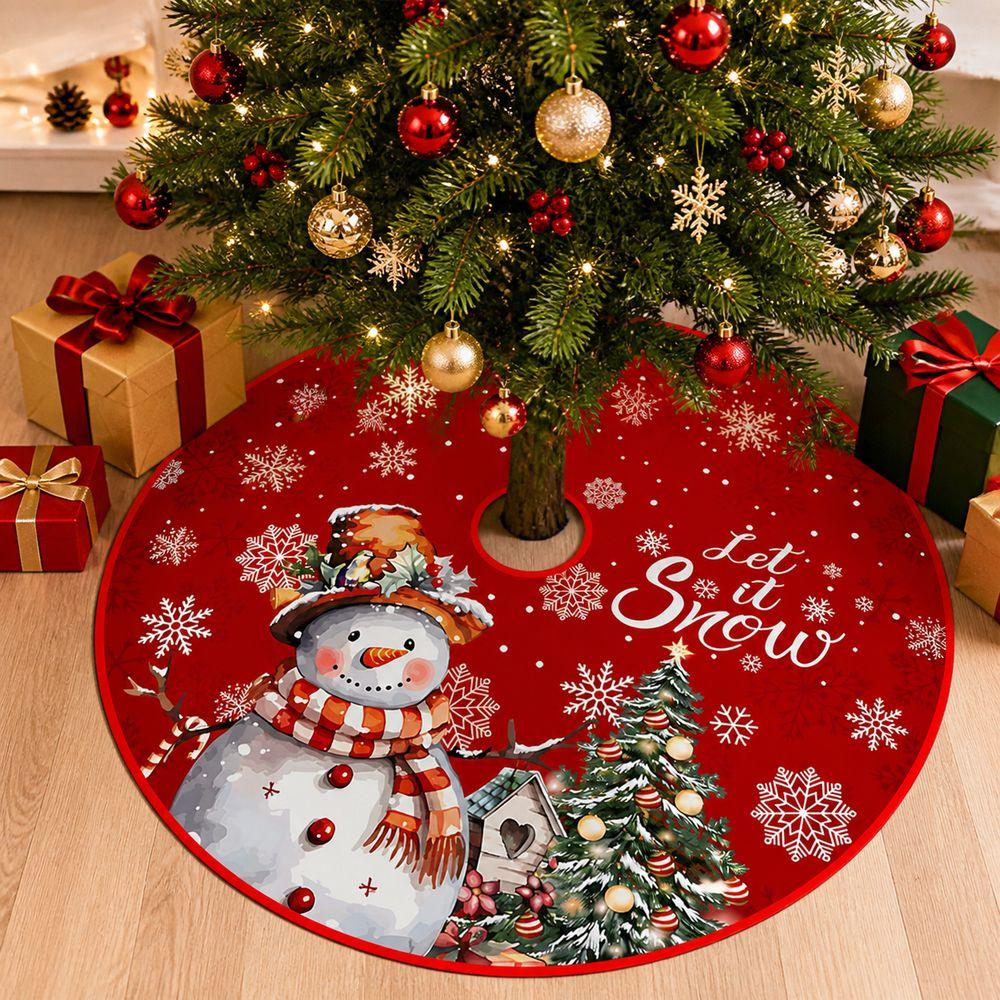 Fabric Christmas Tree Base Cover Round Shape Round Tree Skirt Holiday Home Decor